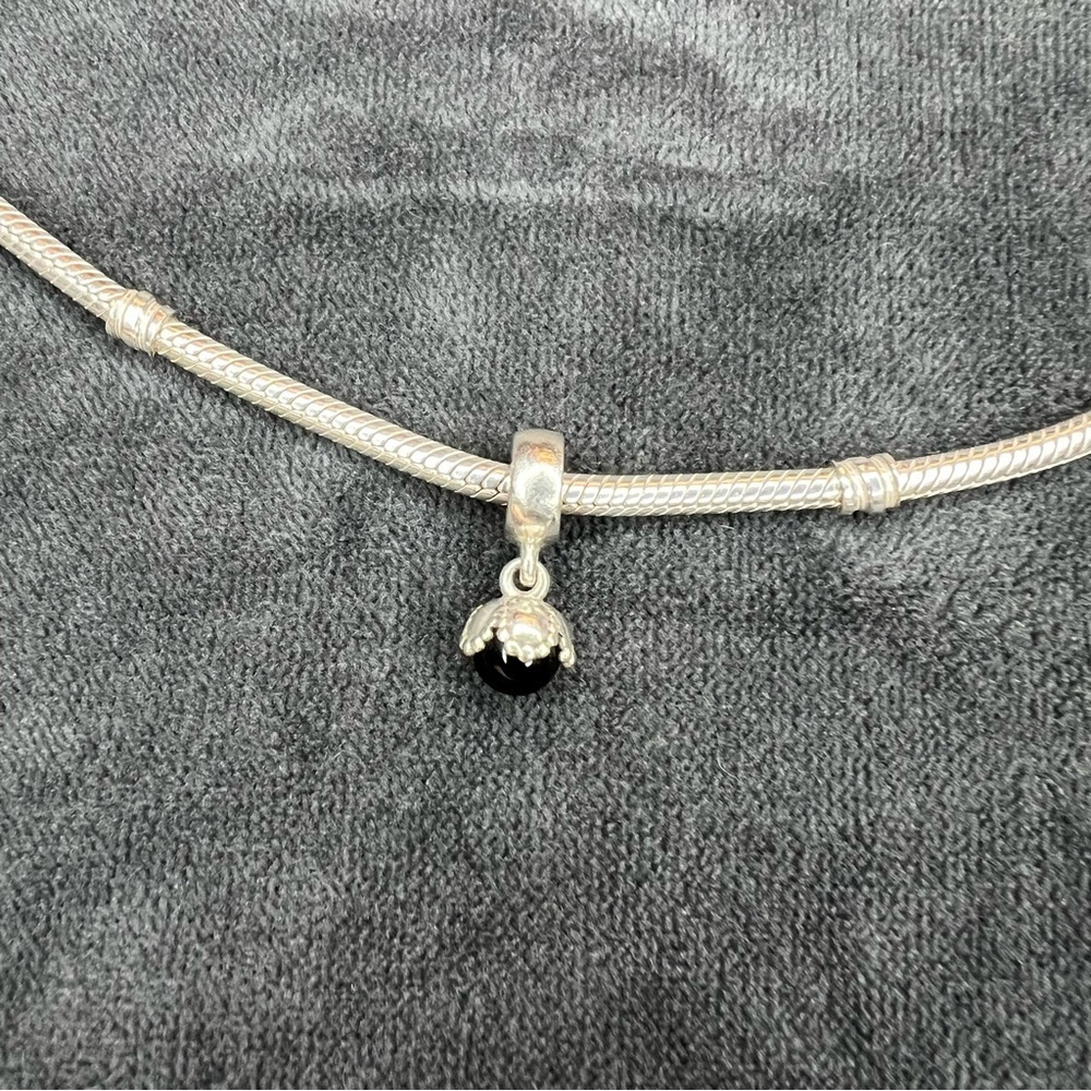 RETIRED Pandora Black Onyx Dangle Charm - Picture 2 of 3